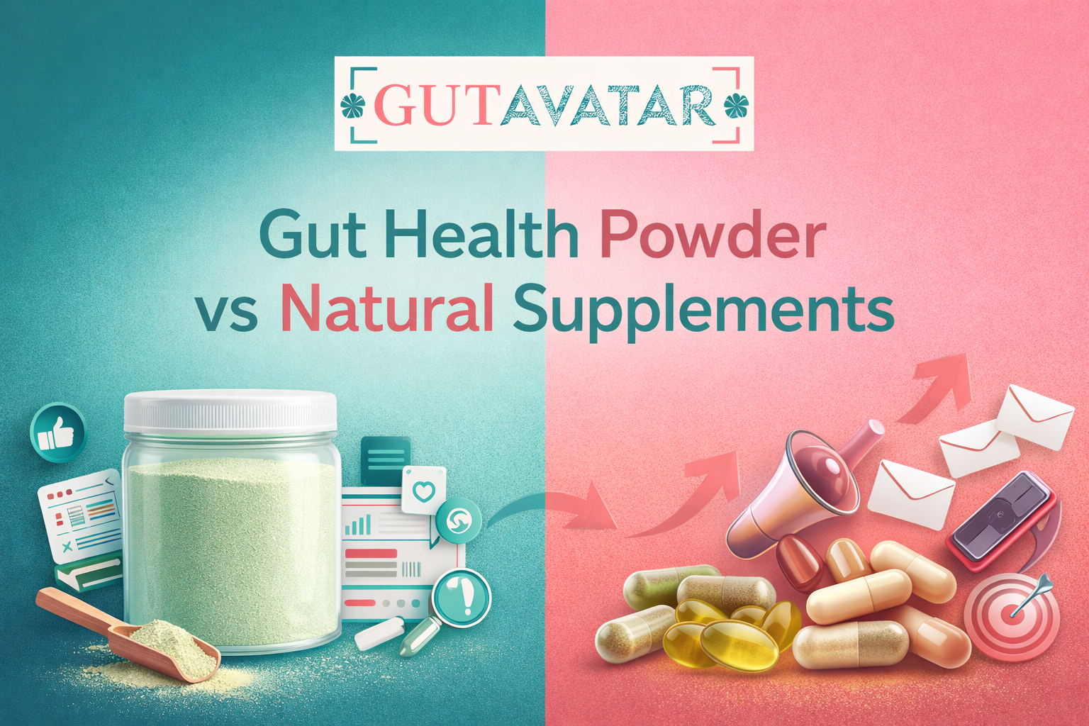 GutAvatar Gut Health Powder comparison with natural supplements for better digestion and microbiome balance